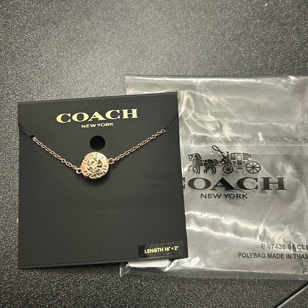Coach Open Circle Stone Necklace Rose gold - Picture 1 of 2